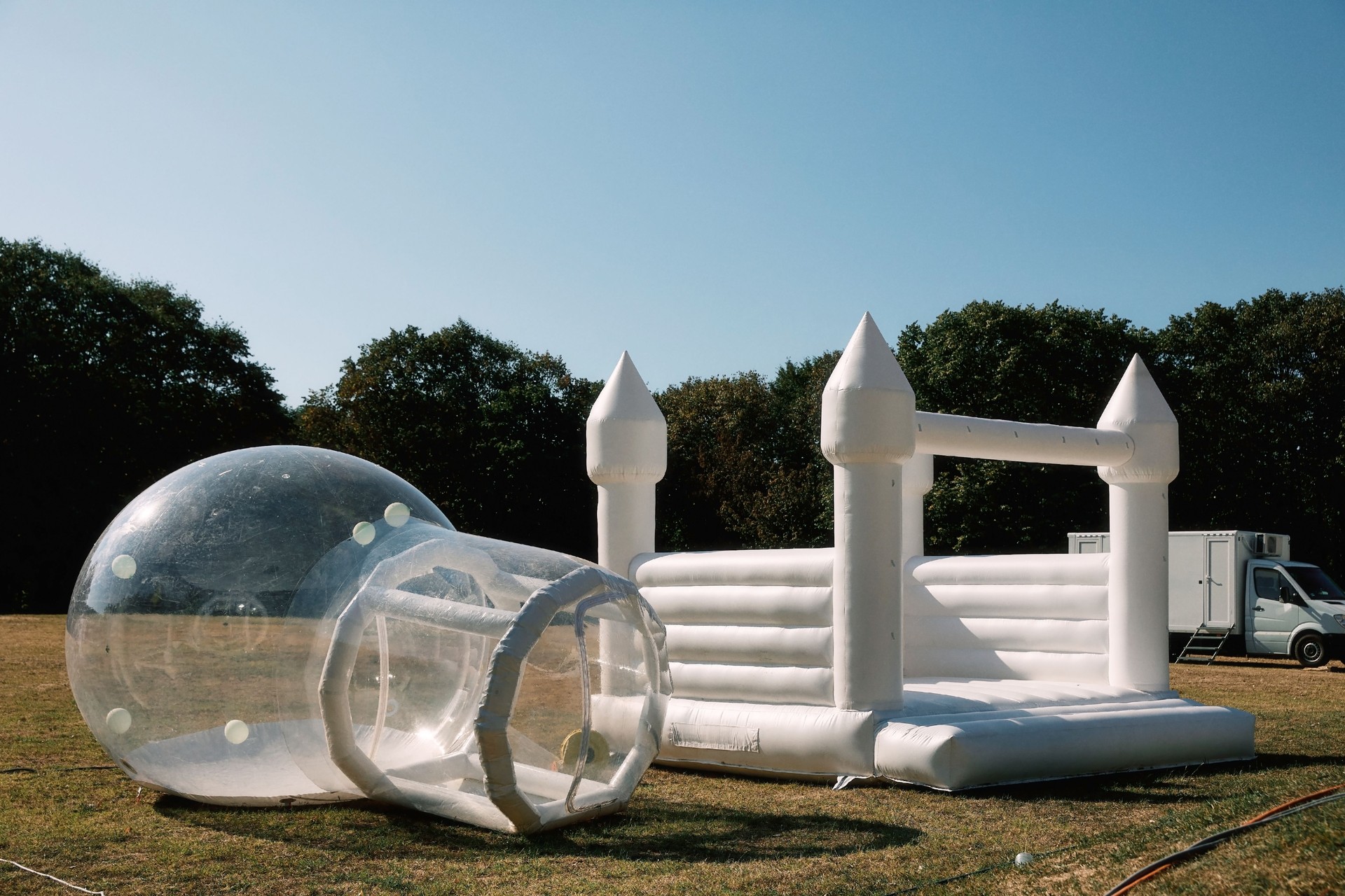 Children's playground in the shape of a castle and an Eskimo house